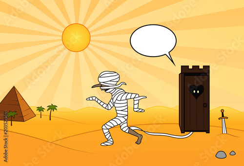 A mummy involuntarily donates his bandages to a toilet guest