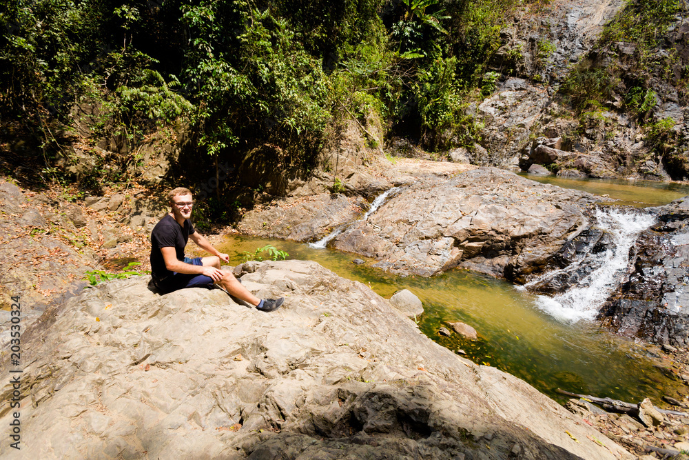 Tourist on Huai Sakae waterfall