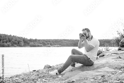 Photographer posing for the photo in the park © Noelia