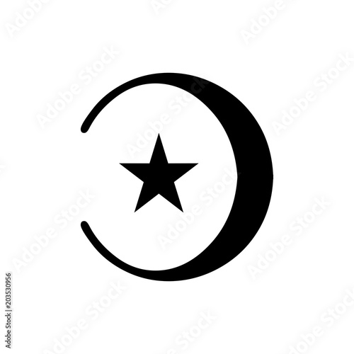 islamic symbol of moon and star logo vector