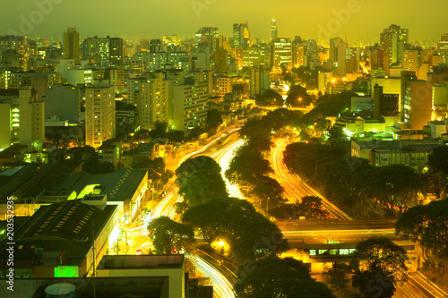 View of downtown skyline and  Avenue 23 de Maio, Sao Paulo, Brazil