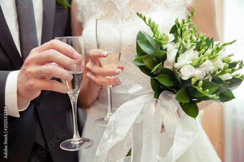 couple with glasses of champagne photo