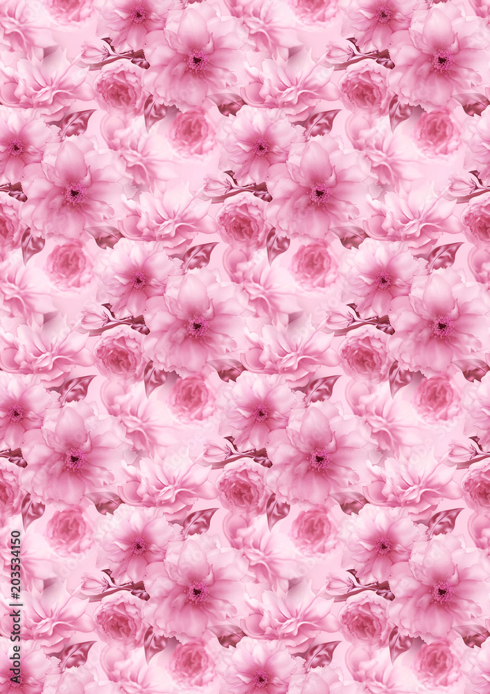 Pink cherry sakura flower floral digital art pattern texture background  Stock Illustration | Adobe Stock