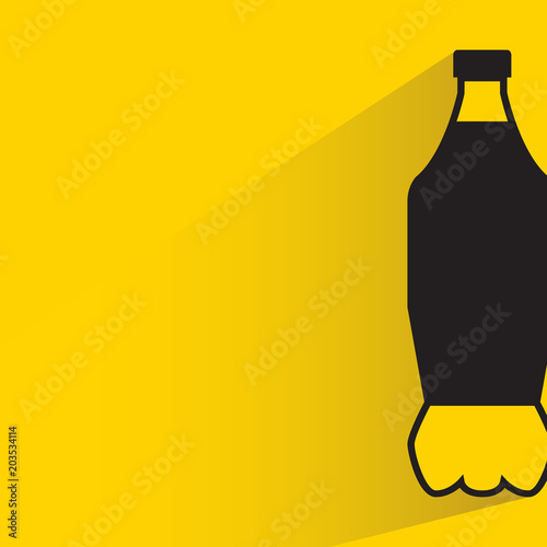 beverage bottle with drop shadow on yellow background
