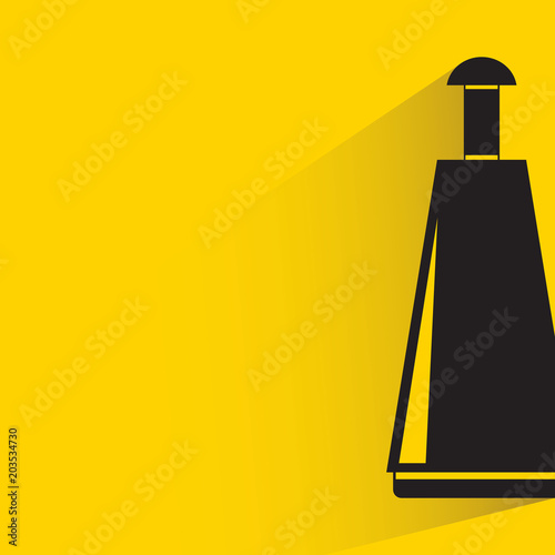 beverage bottle with drop shadow on yellow background