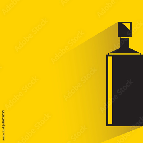 beverage bottle with drop shadow on yellow background