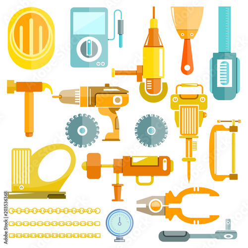 mechanic tools, color flat design