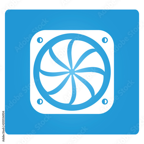 fan, ventilator symbol in blue background