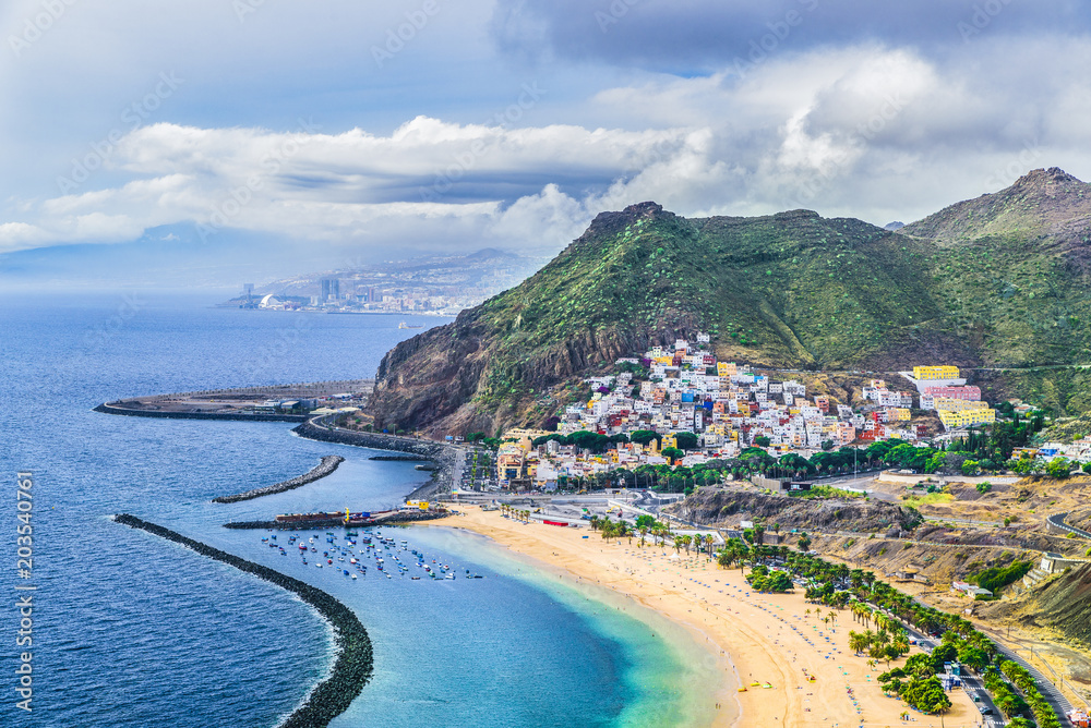View of  Las Teresitas and San Andres village, Tenerife, Canary Islands, Spain