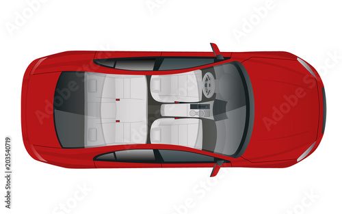 Salon Car sedan view from above, vector illustration
