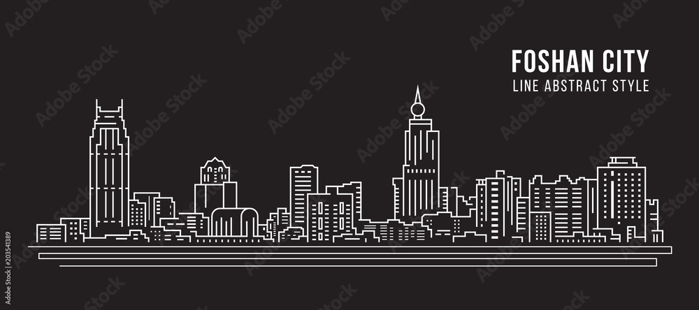 Cityscape Building Line art Vector Illustration design - Foshan city