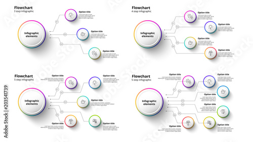 Business process chart infographics with 3 to 6 step segments. Circular corporate timeline infograph elements. Company presentation slide template. Modern vector info graphic layout design. photo