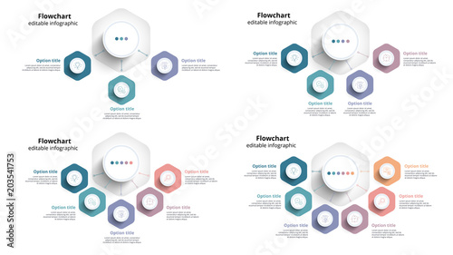 Business process chart infographics with 3 to 6 step segments. Circular corporate timeline infograph elements. Company presentation slide template. Modern vector info graphic layout design.