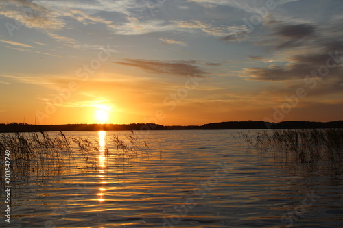 Fototapeta Naklejka Na Ścianę i Meble -  Sunset on lake, Mazury