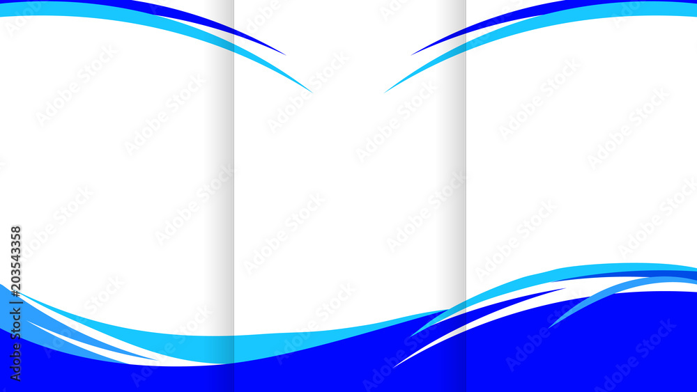 Trifold template Brochure theme Report background Blue wave