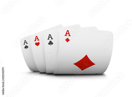 The combination of playing cards poker casino. Isolated playing cards up on table isolated on white background. Vector