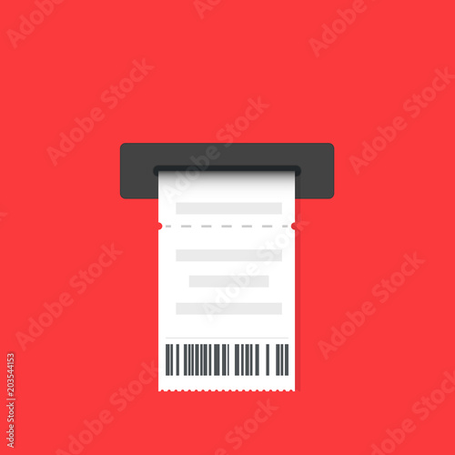 Paper receipt vector illustration from ticket machine slot photo