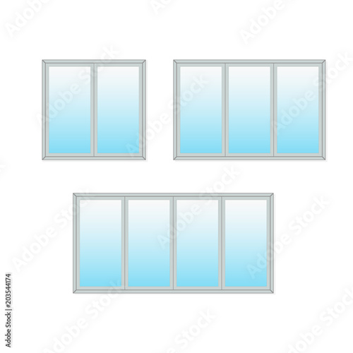 Sliding glass door icon set