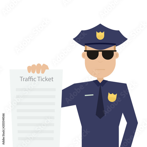 road patrol officer is holding traffic ticket