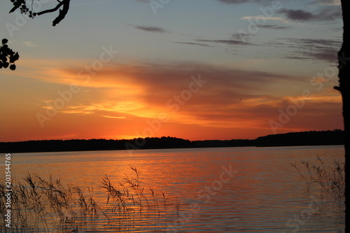 Fototapeta Naklejka Na Ścianę i Meble -  Late sunset on lake, Mazury