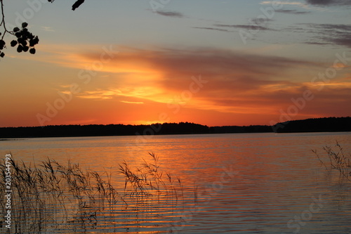 Fototapeta Naklejka Na Ścianę i Meble -  Late sunset on lake, Mazury