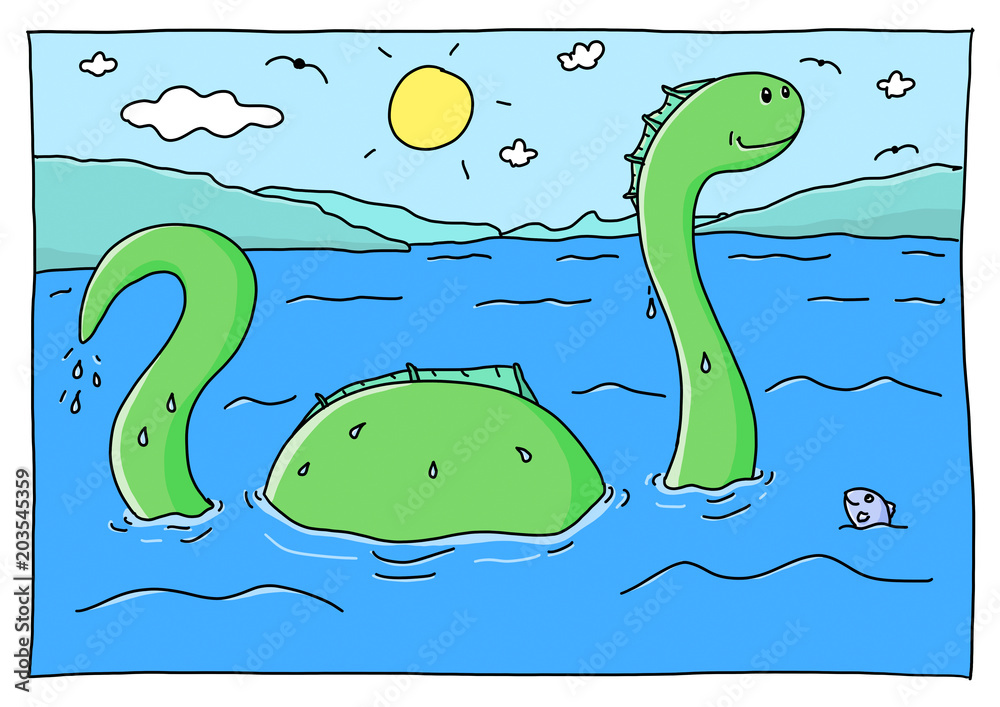 Ausmalbild See-Ungeheuer - koloriert Stock-Illustration | Adobe Stock