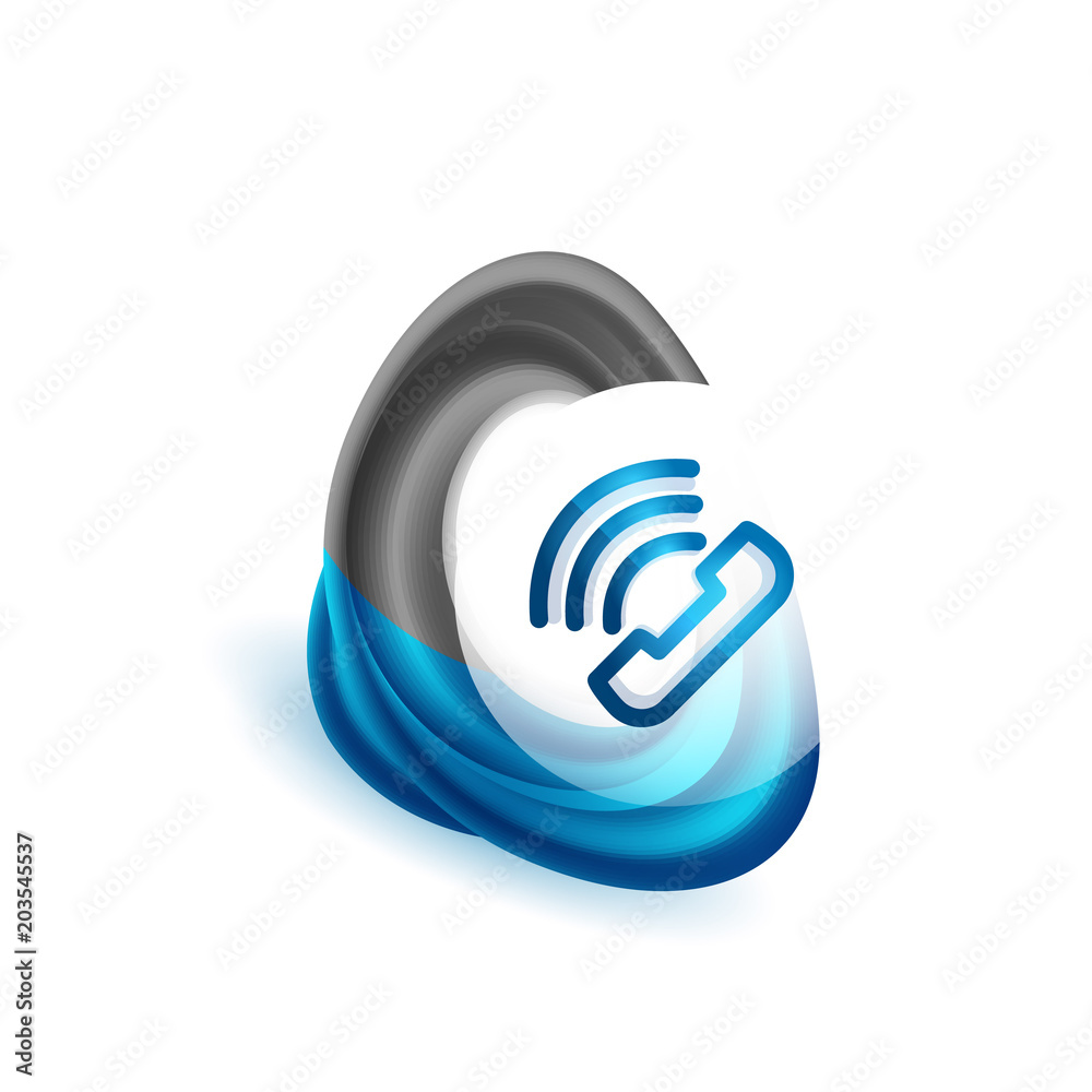 Old fashioned phone button, call center support icon Old fashioned phone button, call center support icon