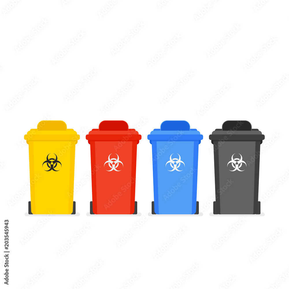 Medical waste bin icon set Medical waste bin icon set