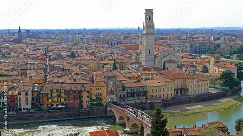 Aerial view of Verona historical center, Italy © Milan