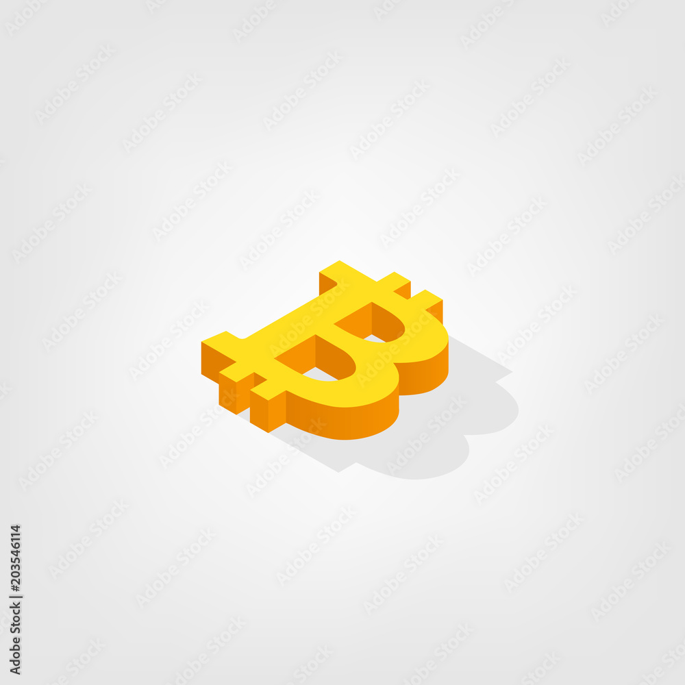 bitcoin sign isometric icon
