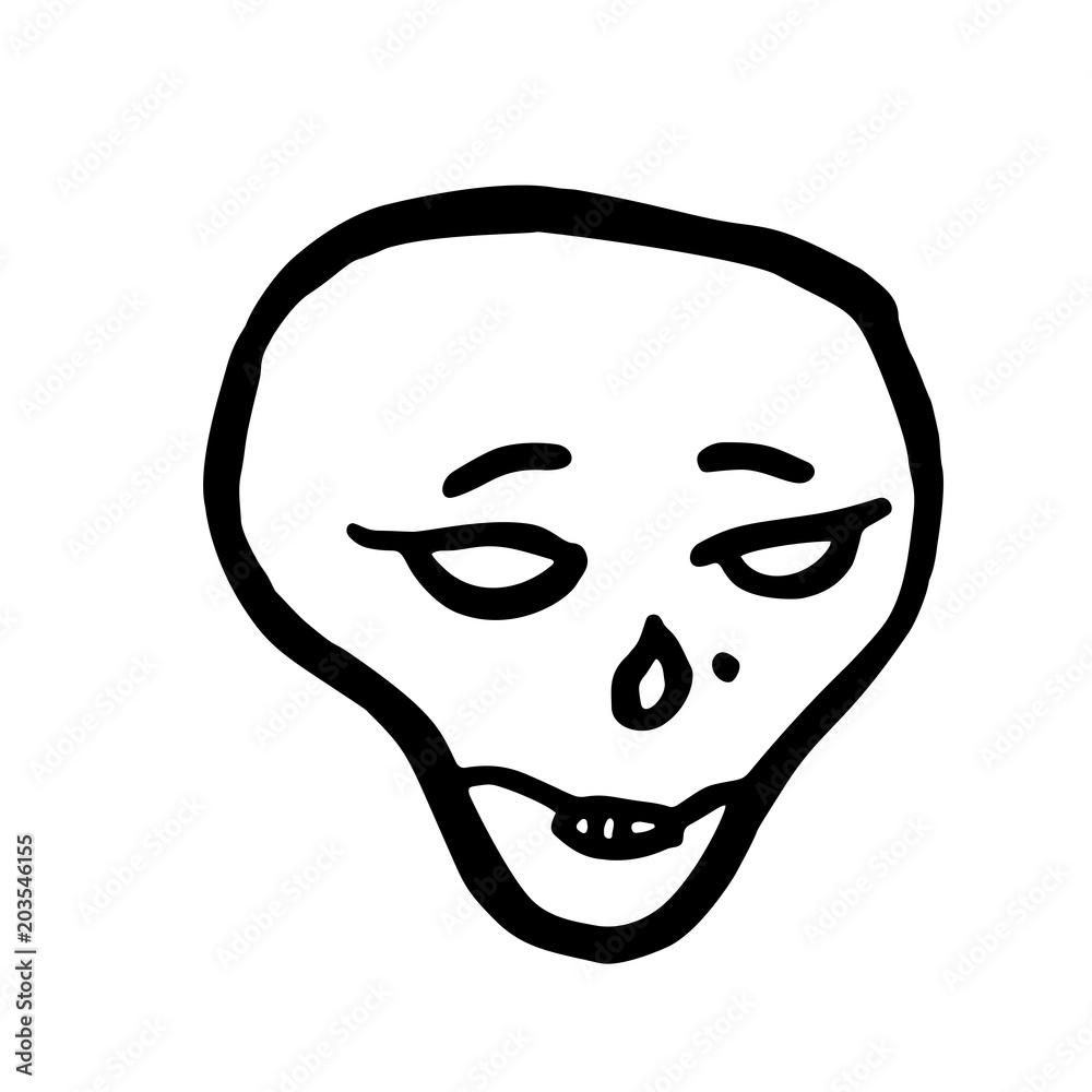 Cartoon flirting skull. Halloween vector