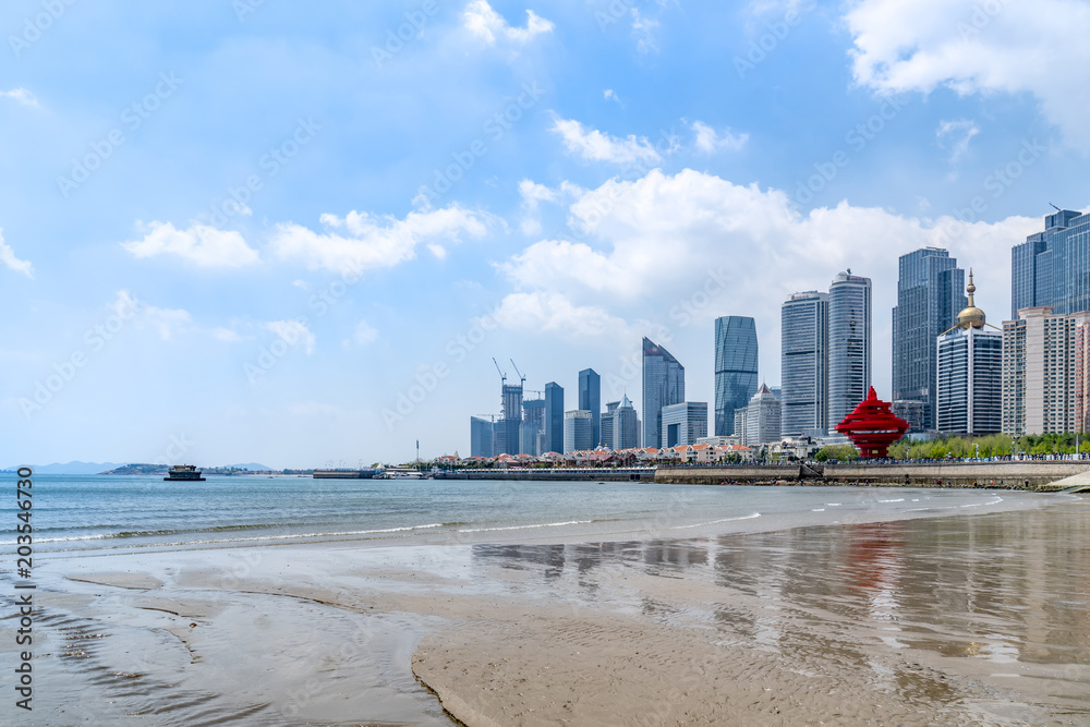 The skyline of the architectural landscape of Qingdao City Square The skyline of the architectural landscape of Qingdao City Square