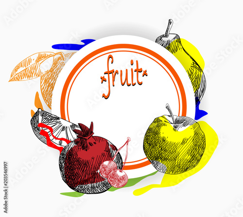 Round colorful fruit background.