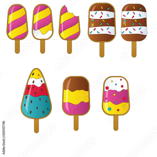 Ice cream collection, vector illustration. © Daria