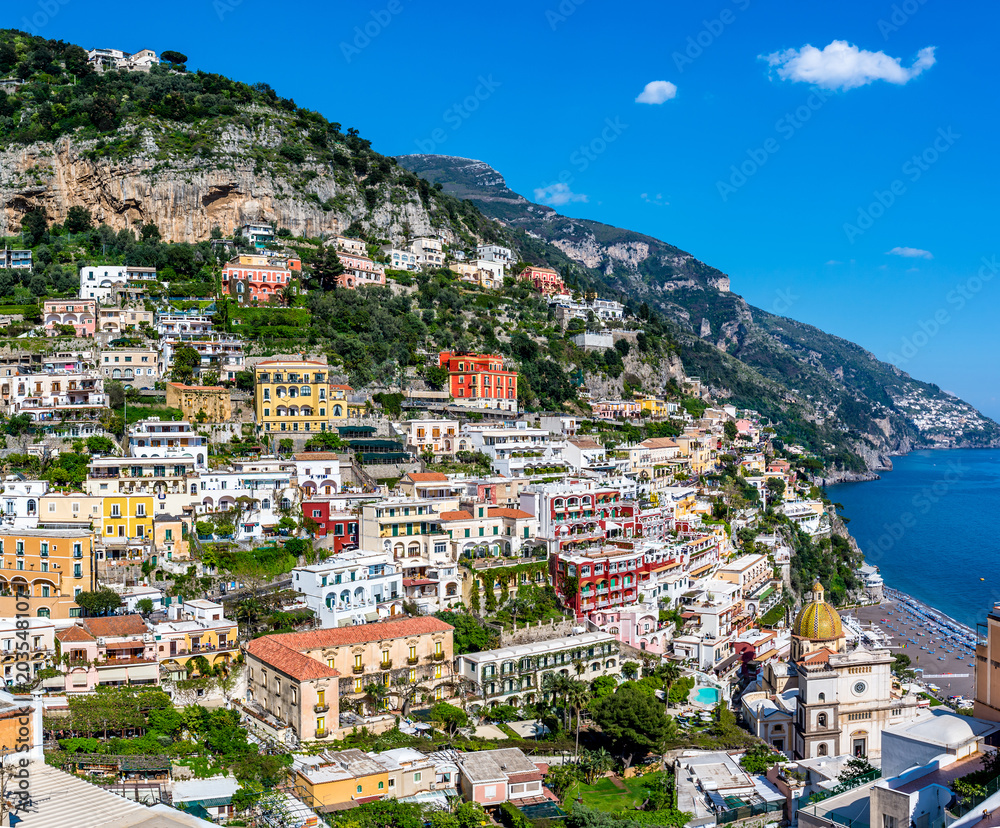 View of the town of Positano at  Amalfi Coast, Italy.