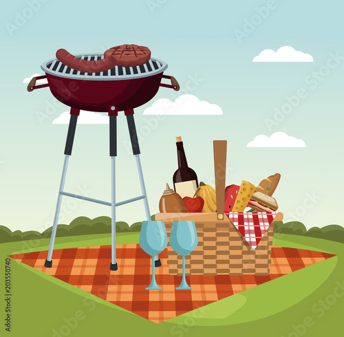 Picnic in the park vector illustration graphic design