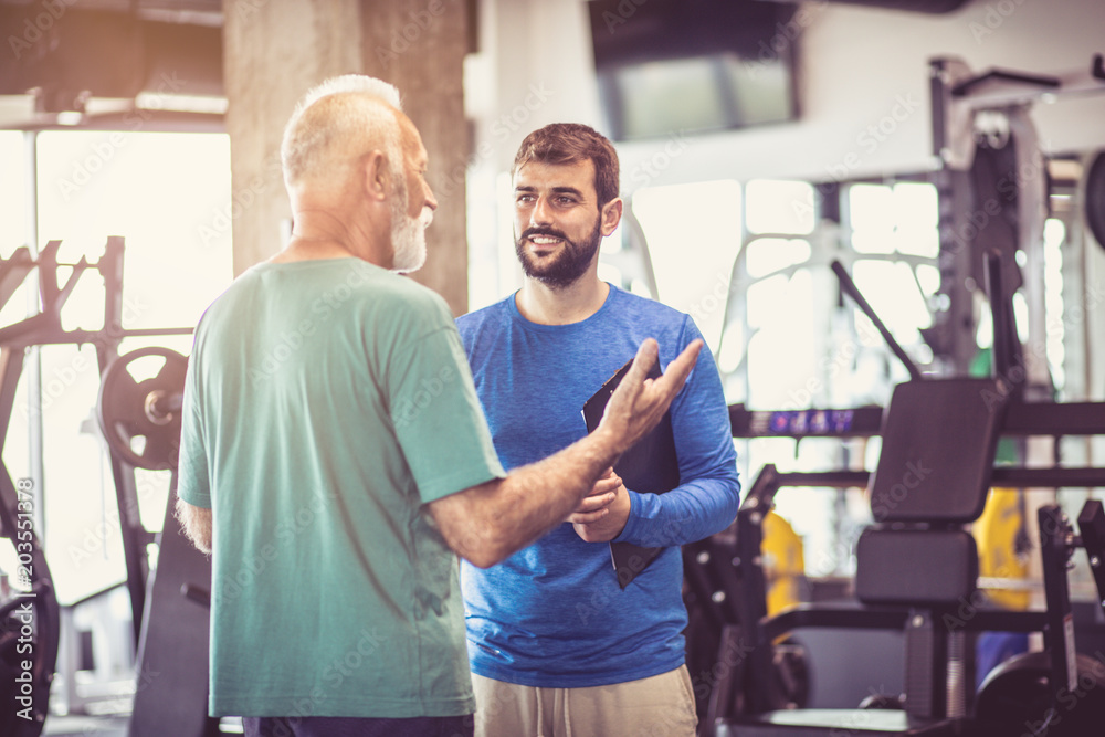 Conversation at gym. Conversation at gym.