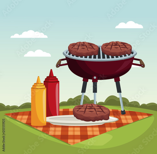 Picnic in the park vector illustration graphic design