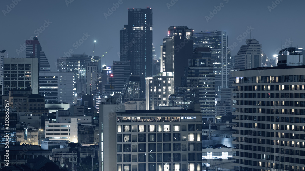 Naklejka premium Modern city skyline at night.