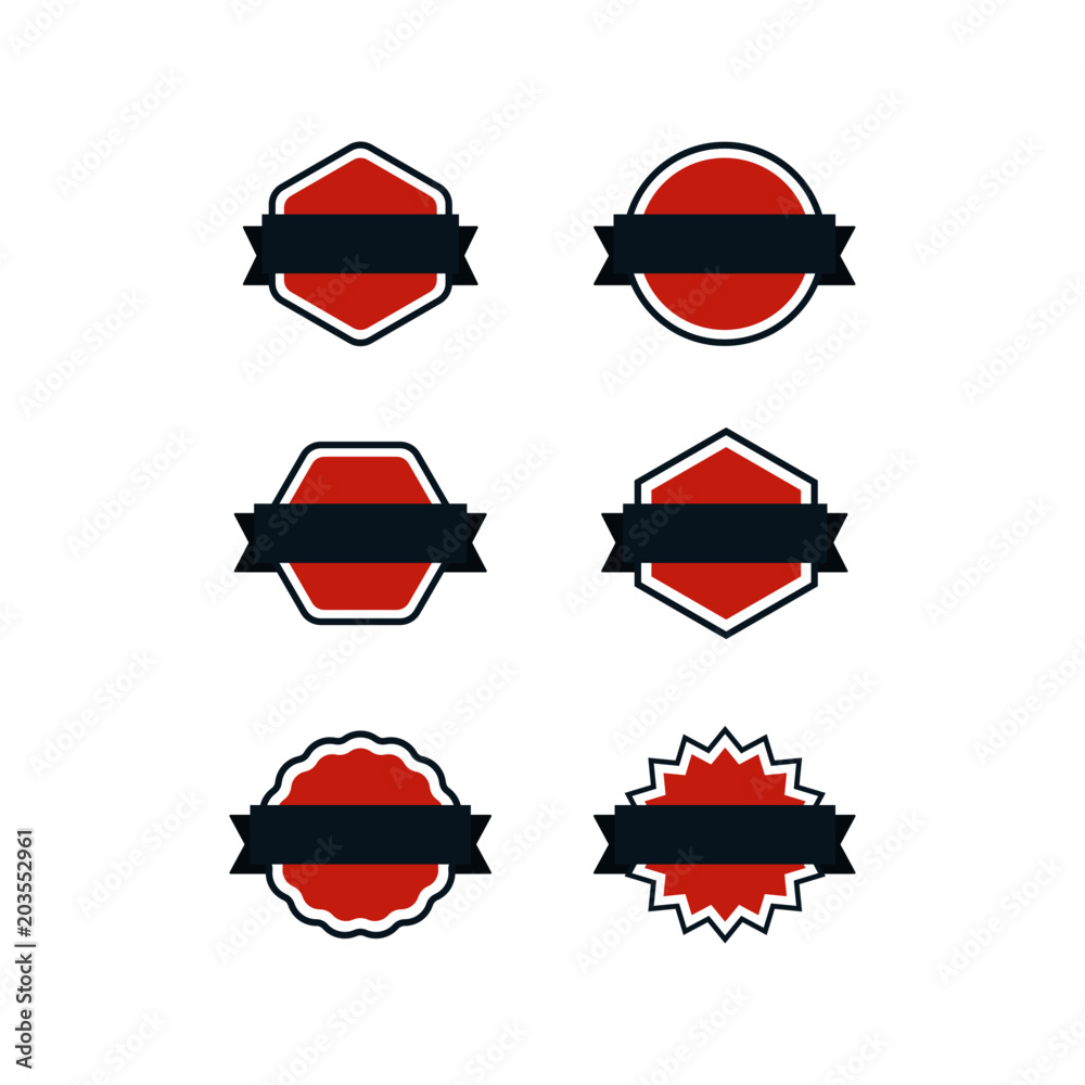 Set of badges with label, flat style vectors Set of badges with label, flat style vectors