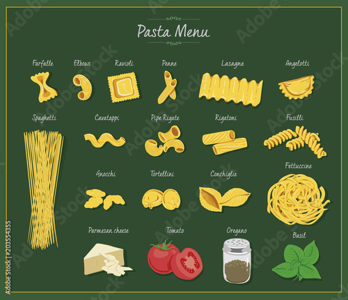 Restaurant pasta menu