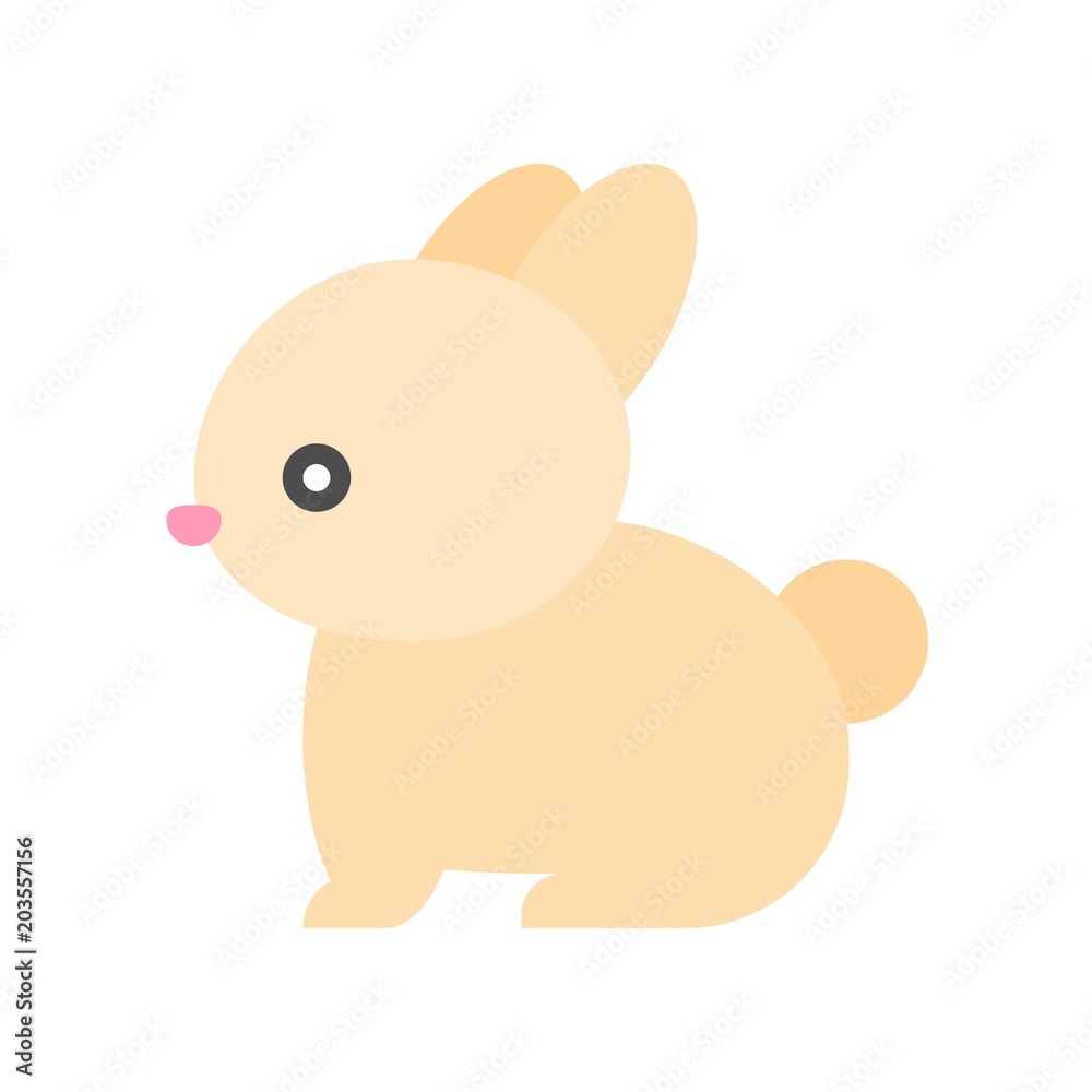 Fototapeta premium Cute Rabbit icon, flat design vector for easter holiday