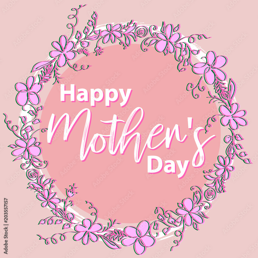 Mother's day greeting card with blossom flowers