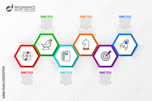Infographic design template. Timeline concept with 6 steps
