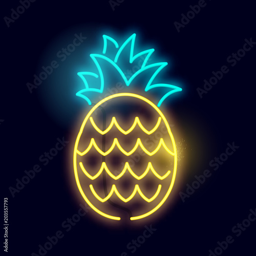 Glowing Neon Pineapple Light Sign