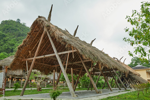 house, architecture, building, wooden, home, ancient, wood, temple, roof, garden, village, sky, traditional, rural, nature, travel, landscape, asia, green, summer, cottage, hut, grass, china, tree