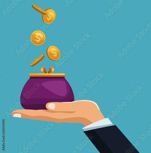 Hand with coin purse vector illustration graphic design
