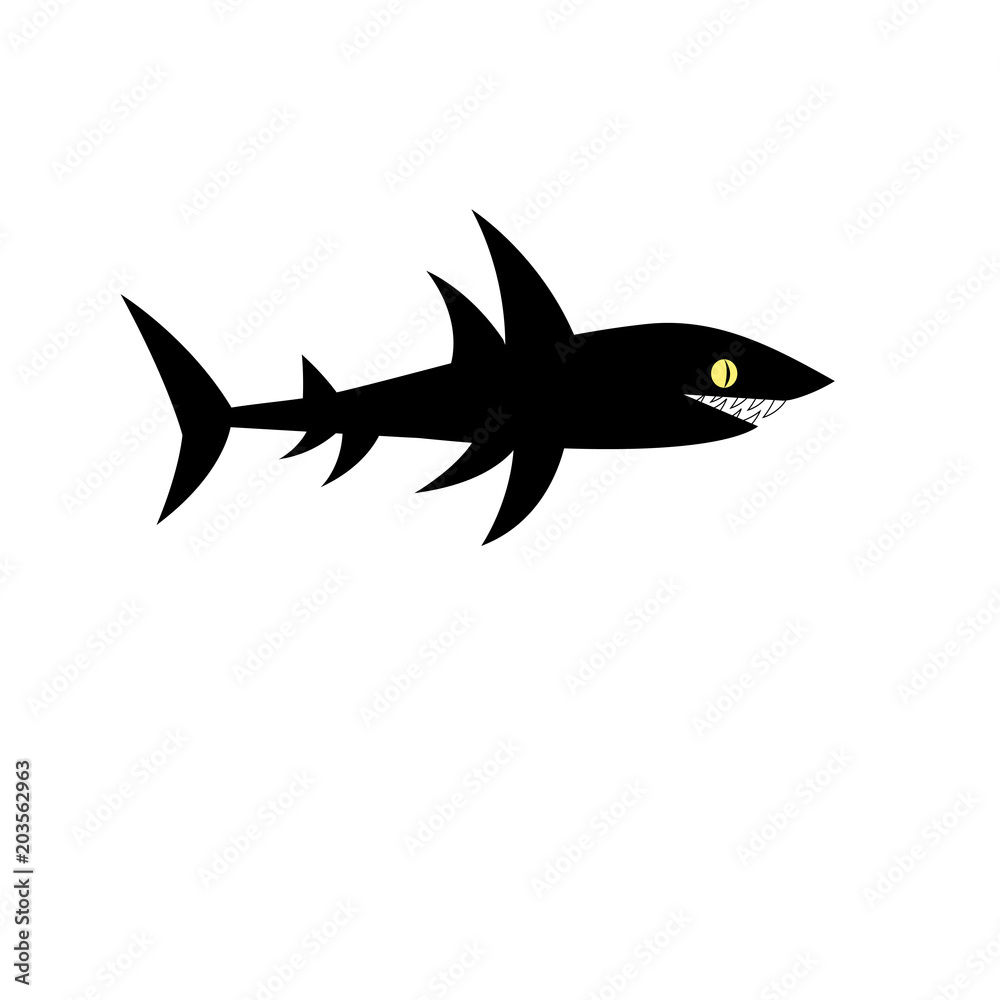 Obraz premium Vector black shark