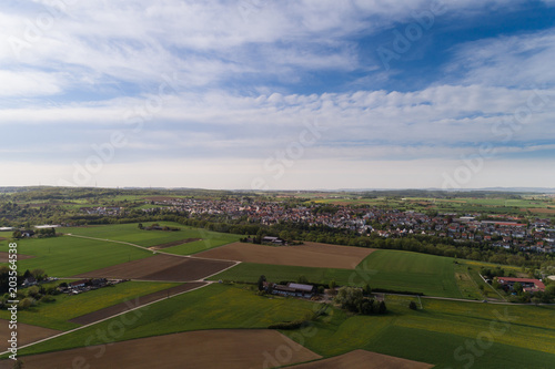 Luftbild mit Blick über das Glemstal nach Höfingen