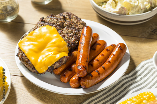 Memorial Day Backyard Babecue Meal with Hamburgers photo